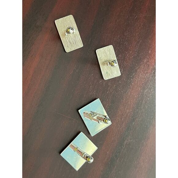 VTG Silver Tone Cufflinks Two Sets Blue Rhinestone Set - Picture 6 of 6